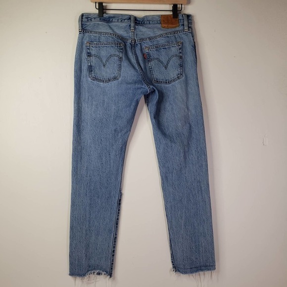 Levi's 501 CT Distressed Button Fly‎ Jeans 28x28 Leather Patch - Picture 6 of 10